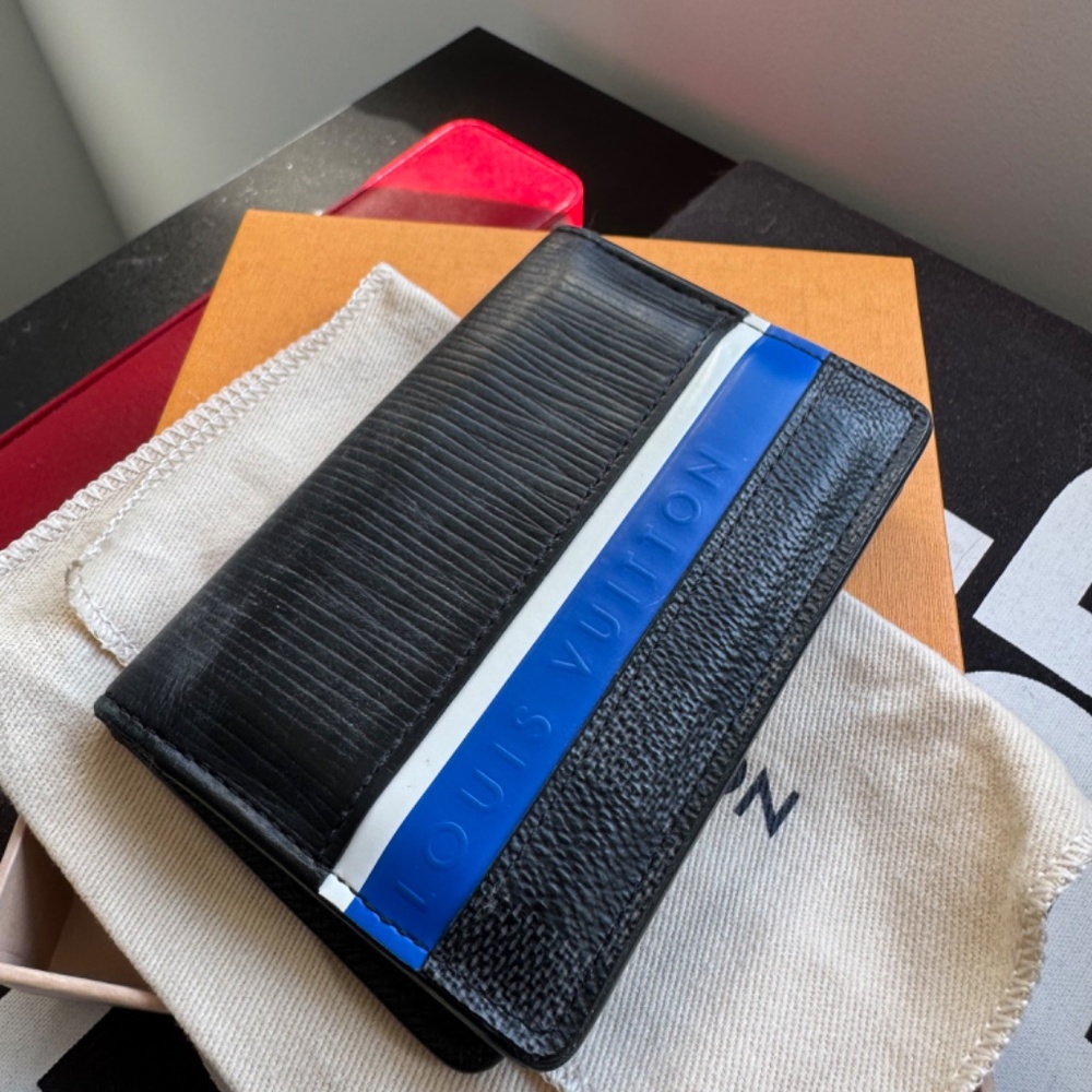 Louis Vuitton Damier Graphite Epi Leather Black Stripe Pocket Organizer Wallet